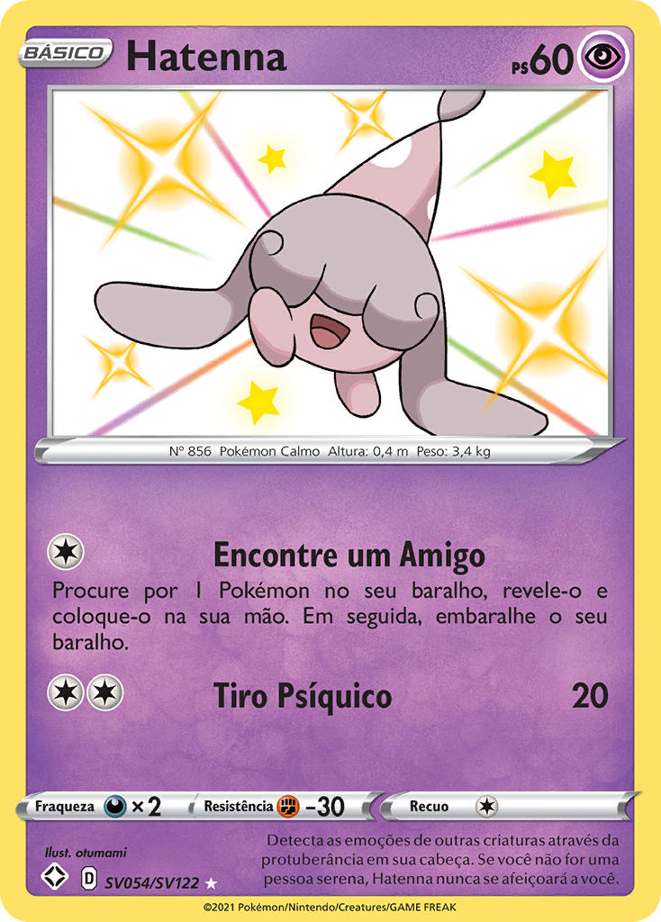 Hatenna SV054 — Destinos Brilhantes Cofre Brilhante (Portuguese Pokémon TCG card)