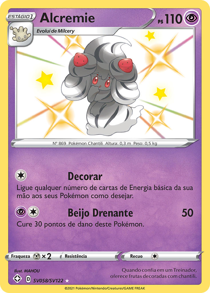 Alcremie SV058 — Destinos Brilhantes Cofre Brilhante (Portuguese Pokémon TCG card)