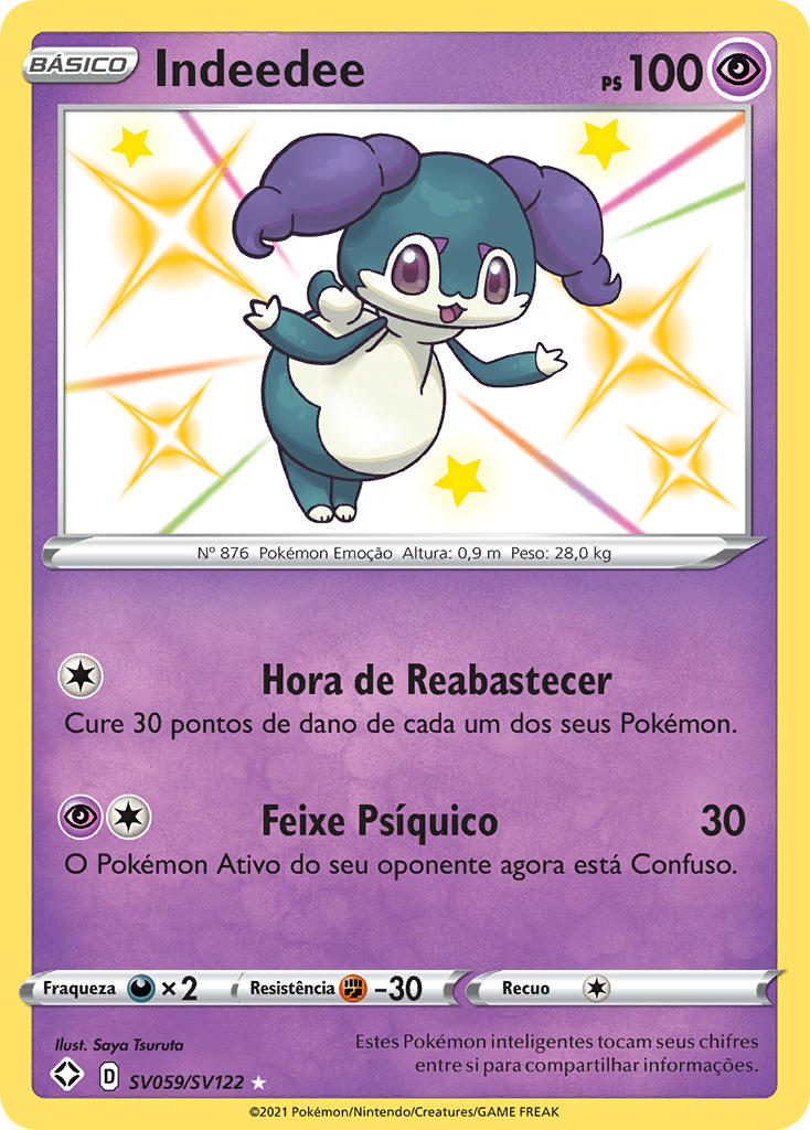 Indeedee SV059 — Destinos Brilhantes Cofre Brilhante (Portuguese Pokémon TCG card)