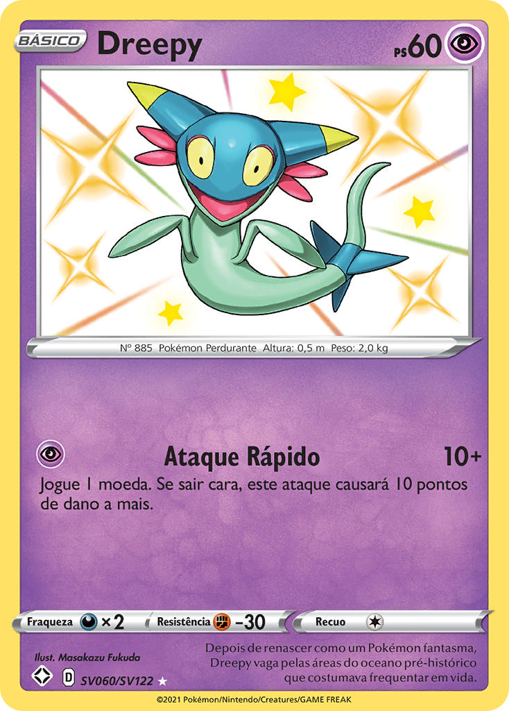 Dreepy SV060 — Destinos Brilhantes Cofre Brilhante (Portuguese Pokémon TCG card)