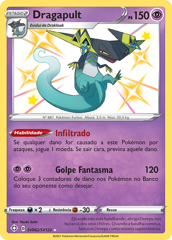 Dragapult SV062 — Destinos Brilhantes Cofre Brilhante (Portuguese Pokémon TCG card)