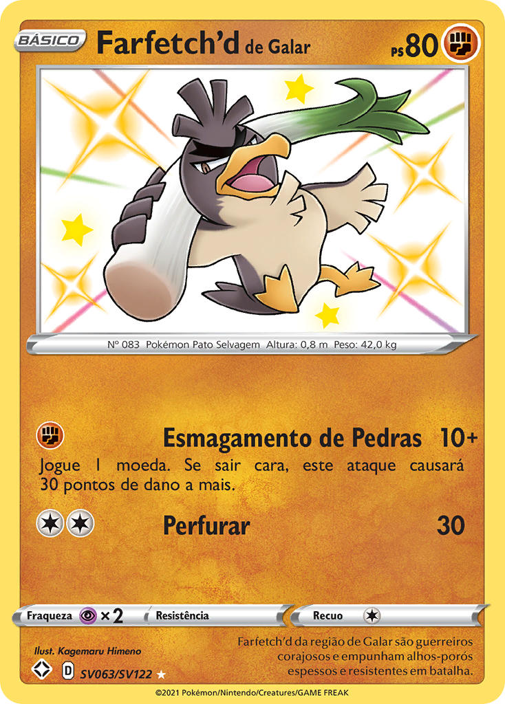 Farfetch'd de Galar SV063 — Destinos Brilhantes Cofre Brilhante (Portuguese Pokémon TCG card)