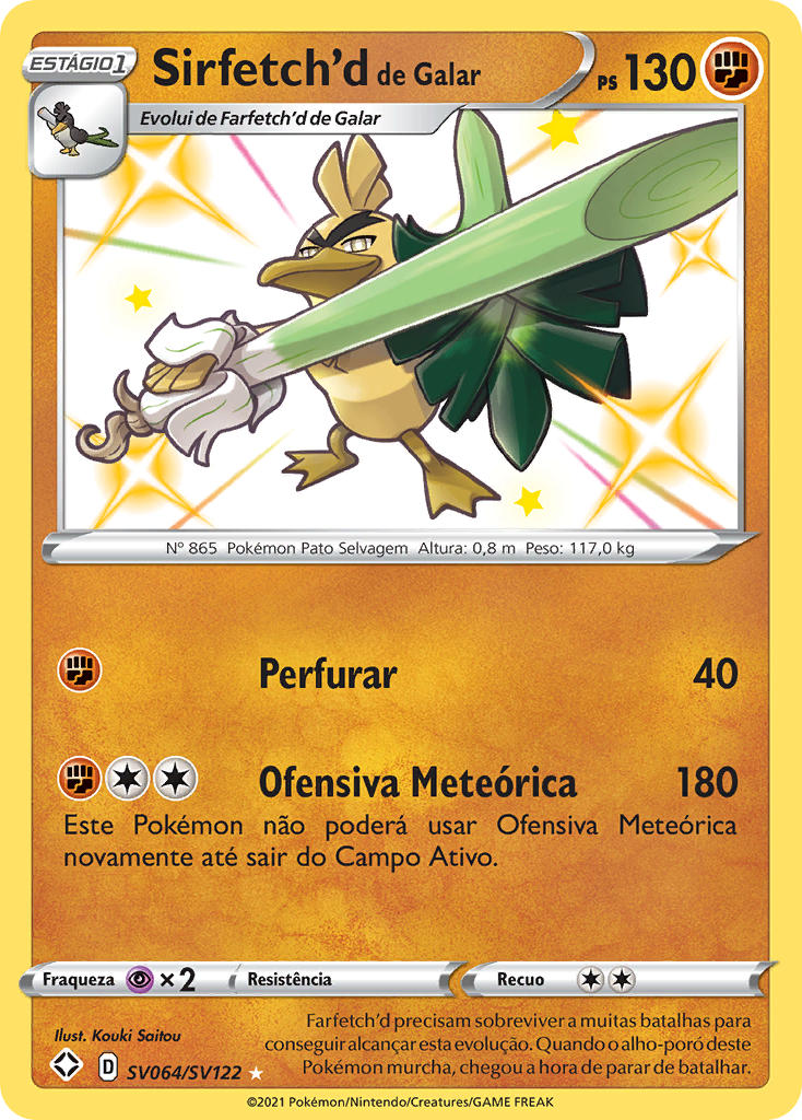 Sirfetch'd de Galar SV064 — Destinos Brilhantes Cofre Brilhante (Portuguese Pokémon TCG card)