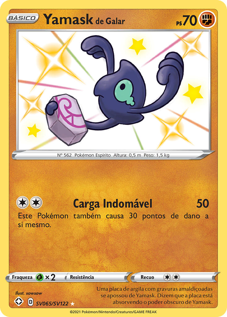 Yamask de Galar SV065 — Destinos Brilhantes Cofre Brilhante (Portuguese Pokémon TCG card)