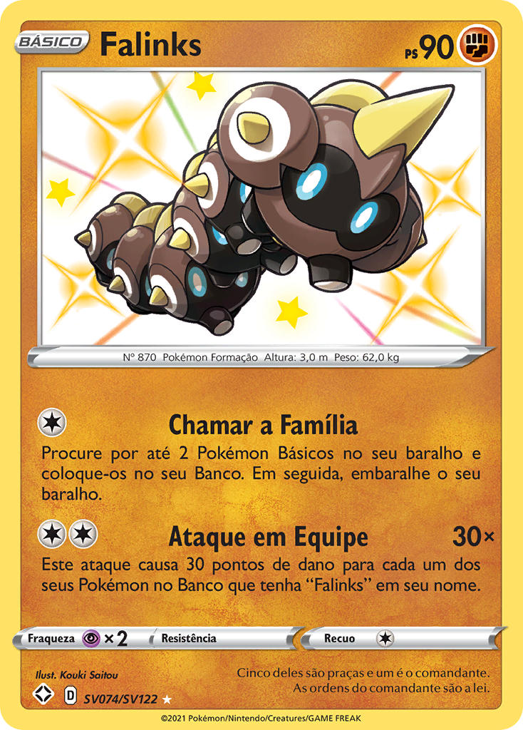 Falinks SV074 — Destinos Brilhantes Cofre Brilhante (Portuguese Pokémon TCG card)