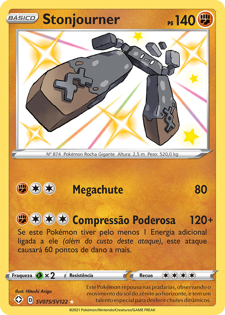 Stonjourner SV075 — Destinos Brilhantes Cofre Brilhante (Portuguese Pokémon TCG card)