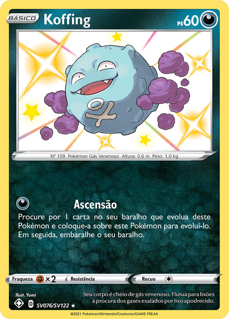 Koffing SV076 — Destinos Brilhantes Cofre Brilhante (Portuguese Pokémon TCG card)