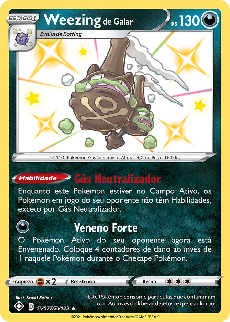 Weezing de Galar SV077 — Destinos Brilhantes Cofre Brilhante (Portuguese Pokémon TCG card)