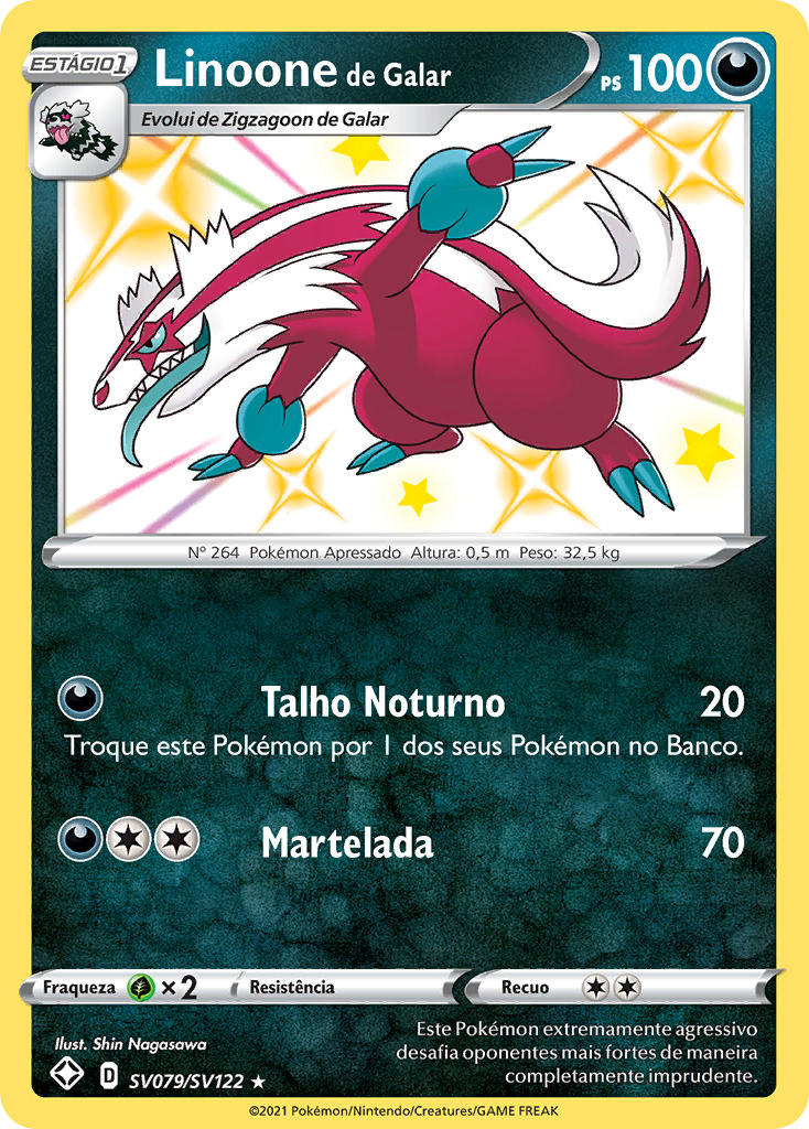 Linoone de Galar SV079 — Destinos Brilhantes Cofre Brilhante (Portuguese Pokémon TCG card)