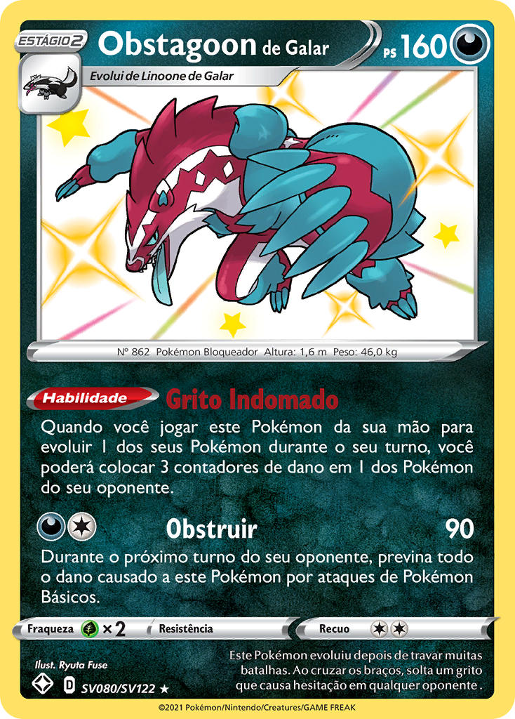 Obstagoon de Galar SV080 — Destinos Brilhantes Cofre Brilhante (Portuguese Pokémon TCG card)