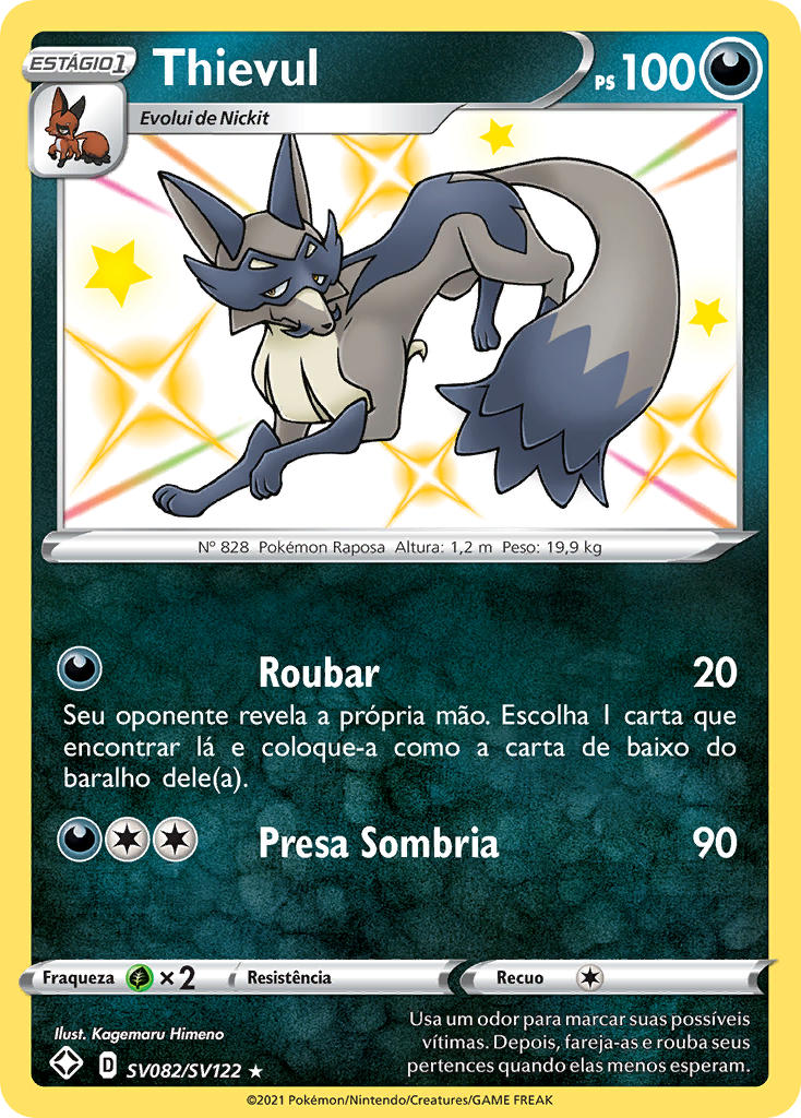 Thievul SV082 — Destinos Brilhantes Cofre Brilhante (Portuguese Pokémon TCG card)