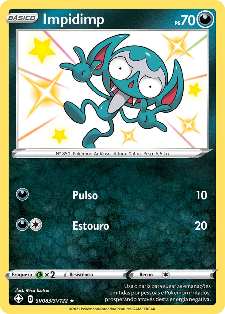 Impidimp SV083 — Destinos Brilhantes Cofre Brilhante (Portuguese Pokémon TCG card)