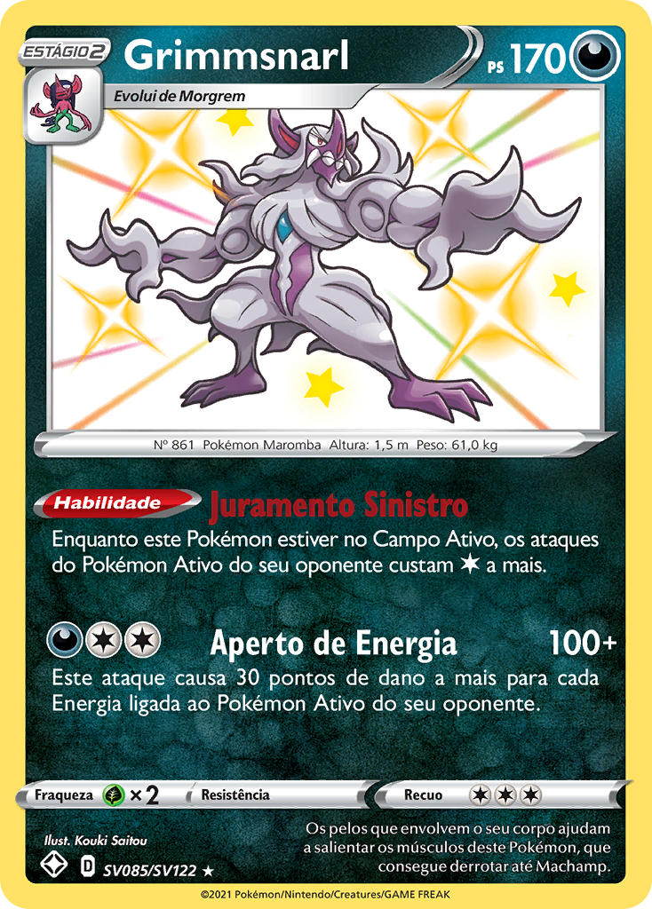 Grimmsnarl SV085 — Destinos Brilhantes Cofre Brilhante (Portuguese Pokémon TCG card)