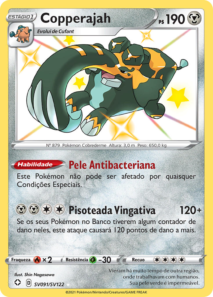 Copperajah SV091 — Destinos Brilhantes Cofre Brilhante (Portuguese Pokémon TCG card)