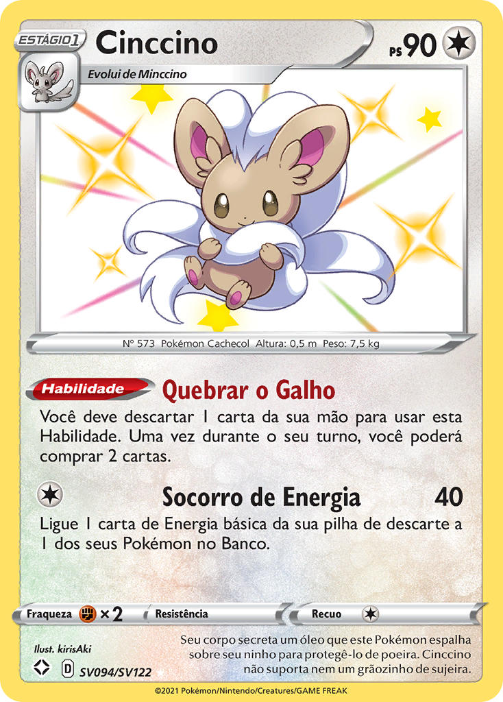 Cinccino SV094 — Destinos Brilhantes Cofre Brilhante (Portuguese Pokémon TCG card)