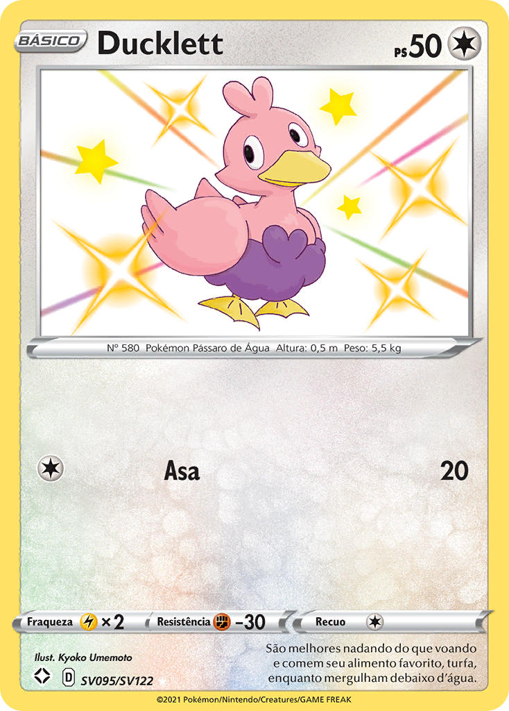 Ducklett SV095 — Destinos Brilhantes Cofre Brilhante (Portuguese Pokémon TCG card)