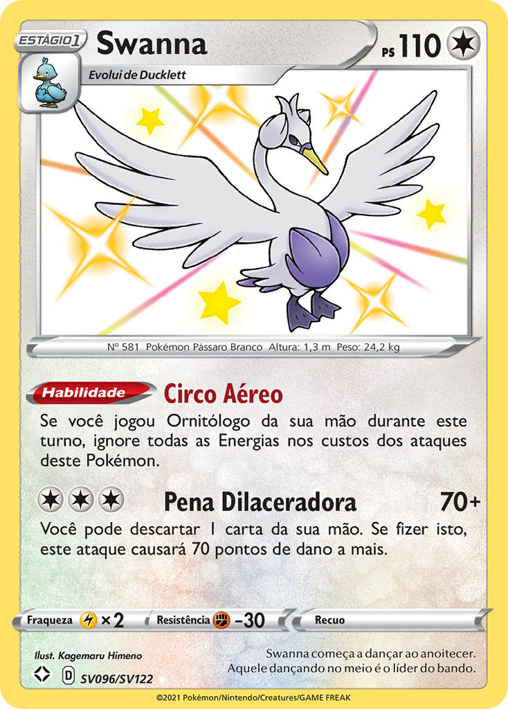 Swanna SV096 — Destinos Brilhantes Cofre Brilhante (Portuguese Pokémon TCG card)