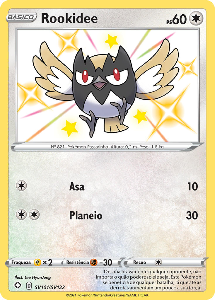 Rookidee SV101 — Destinos Brilhantes Cofre Brilhante (Portuguese Pokémon TCG card)