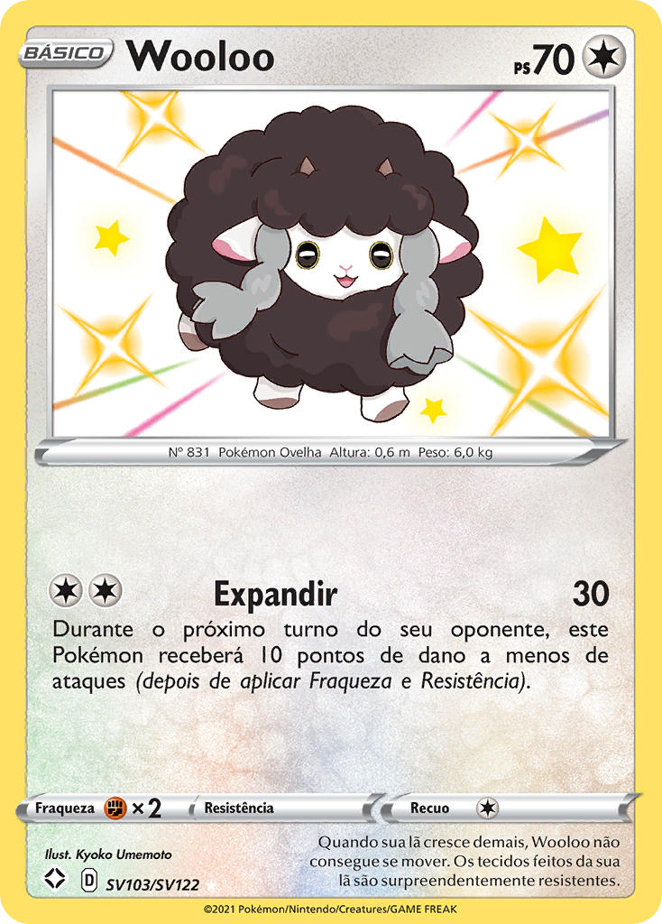 Wooloo SV103 — Destinos Brilhantes Cofre Brilhante (Portuguese Pokémon TCG card)