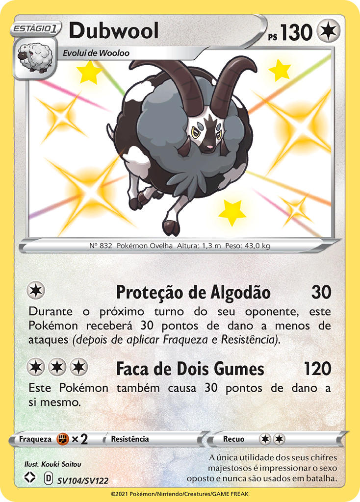 Dubwool SV104 — Destinos Brilhantes Cofre Brilhante (Portuguese Pokémon TCG card)