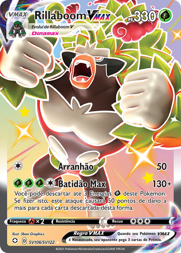 Rillaboom VMAX SV106 — Destinos Brilhantes Cofre Brilhante (Portuguese Pokémon TCG card)