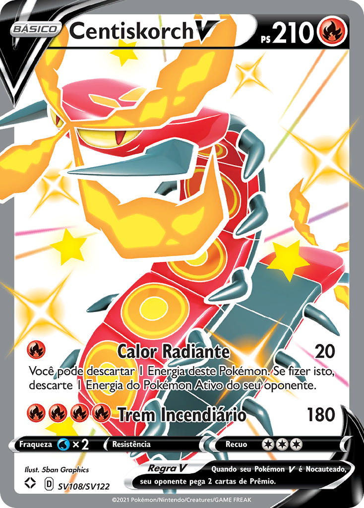 Centiskorch V SV108 — Destinos Brilhantes Cofre Brilhante (Portuguese Pokémon TCG card)