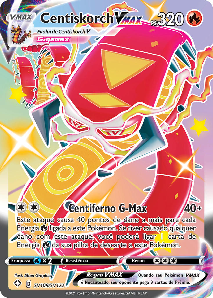 Centiskorch VMAX SV109 — Destinos Brilhantes Cofre Brilhante (Portuguese Pokémon TCG card)