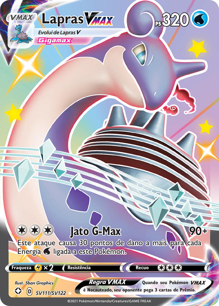 Lapras VMAX SV111 — Destinos Brilhantes Cofre Brilhante (Portuguese Pokémon TCG card)
