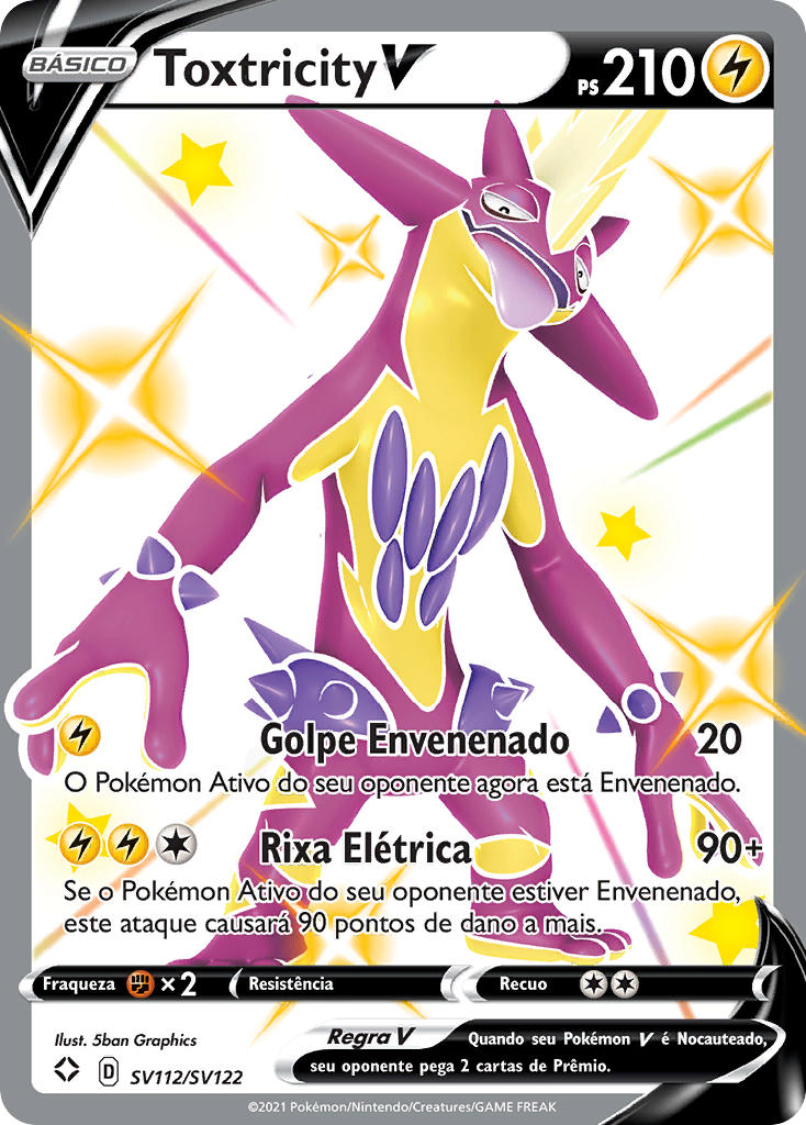Toxtricity V SV112 — Destinos Brilhantes Cofre Brilhante (Portuguese Pokémon TCG card)