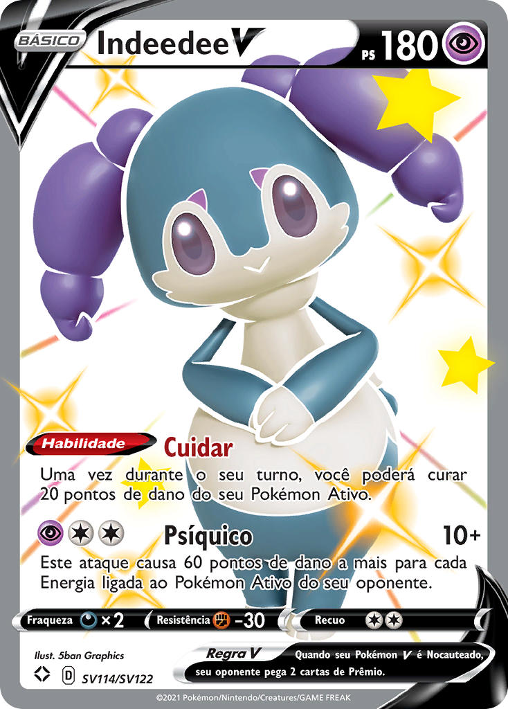 Indeedee V SV114 — Destinos Brilhantes Cofre Brilhante (Portuguese Pokémon TCG card)