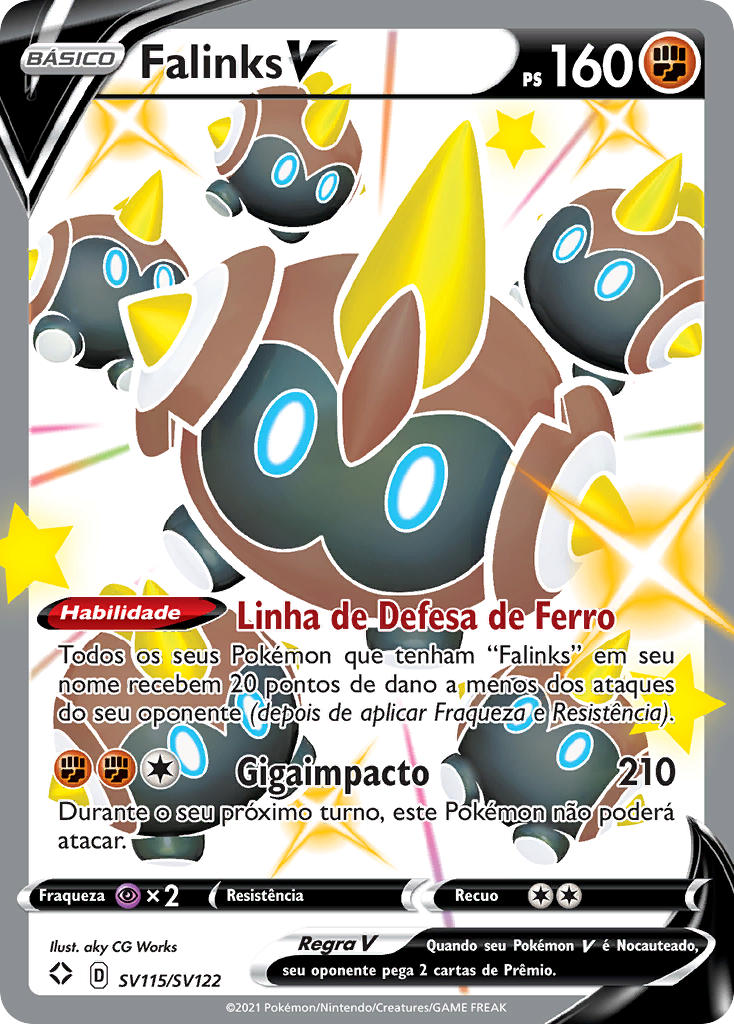 Falinks V SV115 — Destinos Brilhantes Cofre Brilhante (Portuguese Pokémon TCG card)