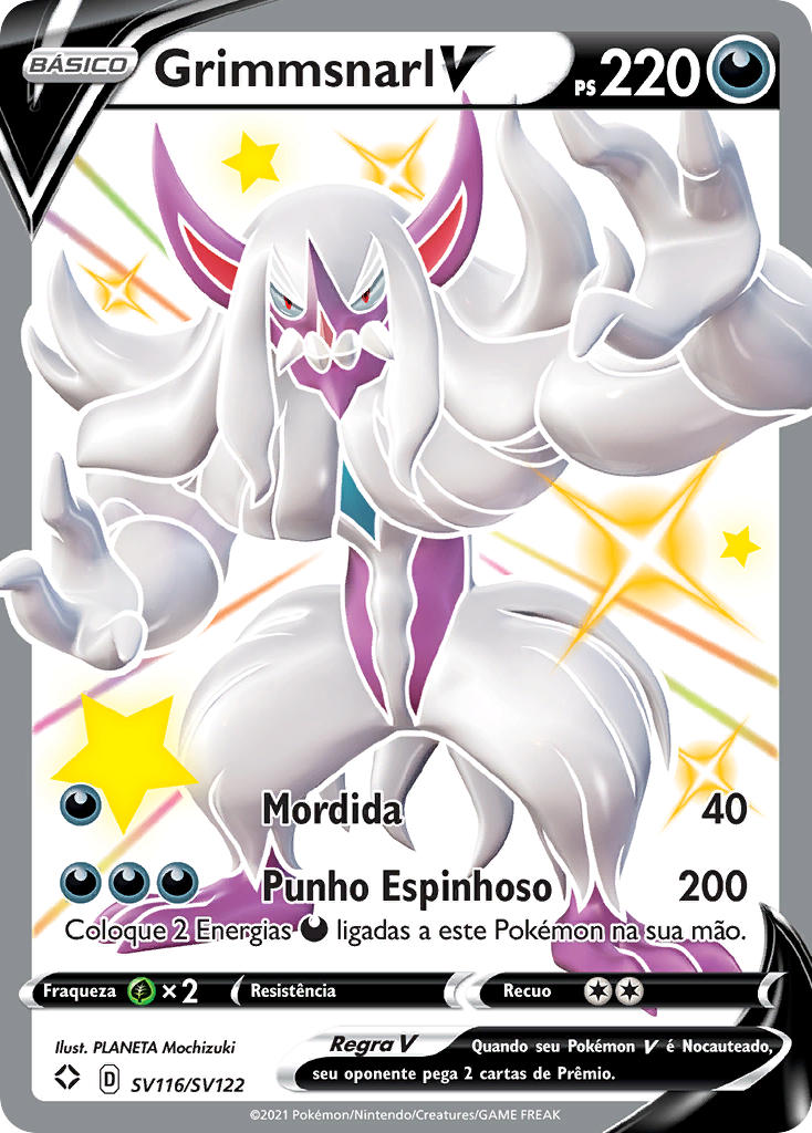 Grimmsnarl V SV116 — Destinos Brilhantes Cofre Brilhante (Portuguese Pokémon TCG card)