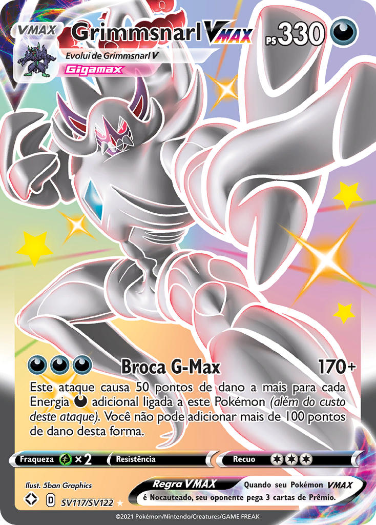 Grimmsnarl VMAX SV117 — Destinos Brilhantes Cofre Brilhante (Portuguese Pokémon TCG card)