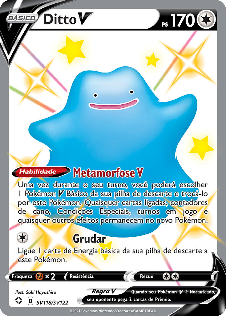 Ditto V SV118 — Destinos Brilhantes Cofre Brilhante (Portuguese Pokémon TCG card)