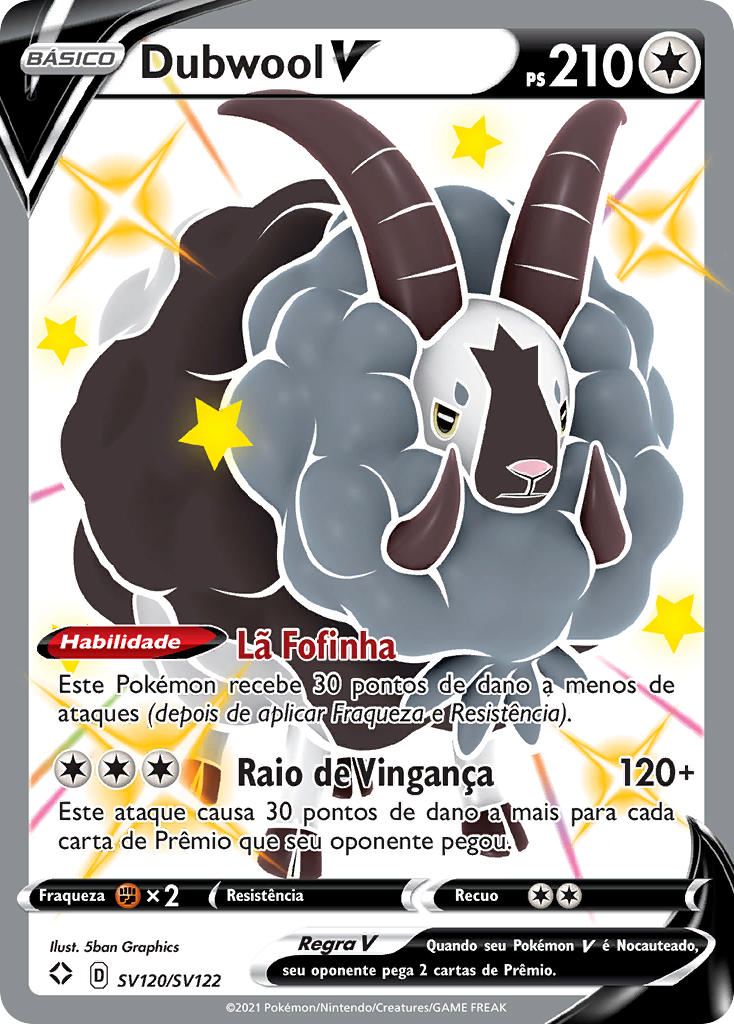 Dubwool V SV120 — Destinos Brilhantes Cofre Brilhante (Portuguese Pokémon TCG card)
