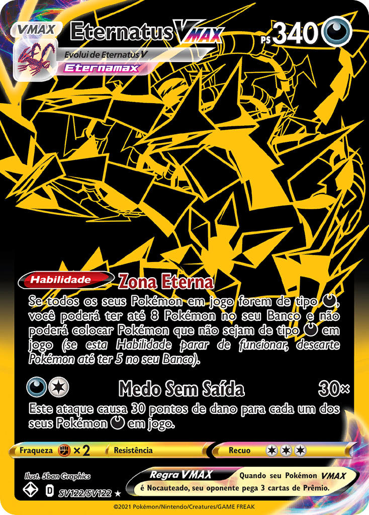 Eternatus VMAX SV122 — Destinos Brilhantes Cofre Brilhante (Portuguese Pokémon TCG card)