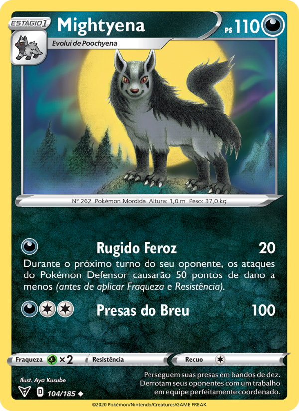 Mightyena 104 — Voltagem Vívida (Portuguese Pokémon TCG card)