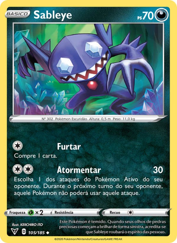 Sableye 105 — Voltagem Vívida (Portuguese Pokémon TCG card)