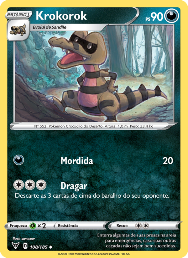 Krokorok 108 — Voltagem Vívida (Portuguese Pokémon TCG card)