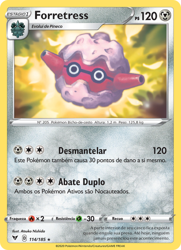 Forretress 114 — Voltagem Vívida (Portuguese Pokémon TCG card)