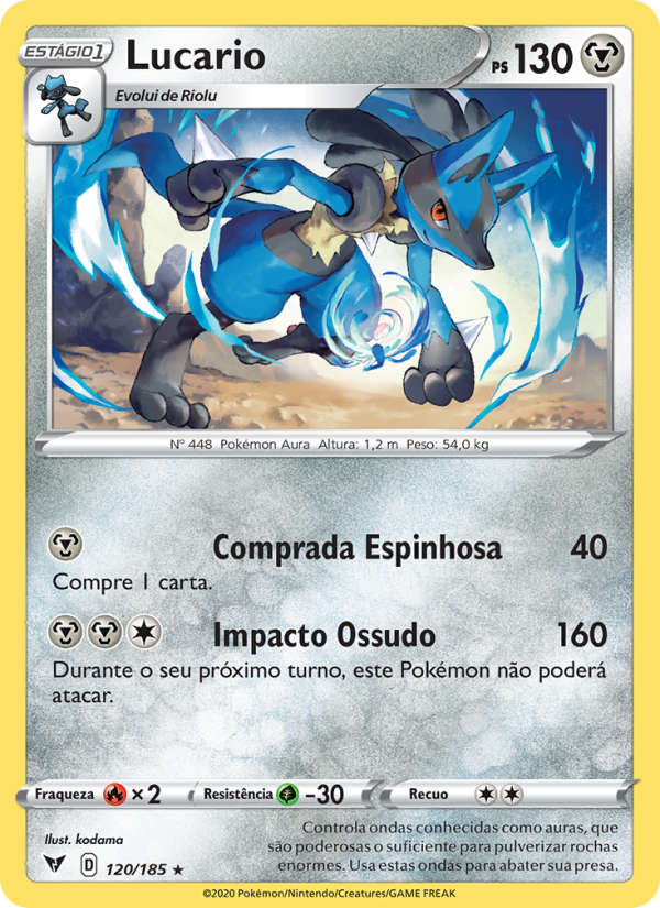 Lucario 120 — Voltagem Vívida (Portuguese Pokémon TCG card)