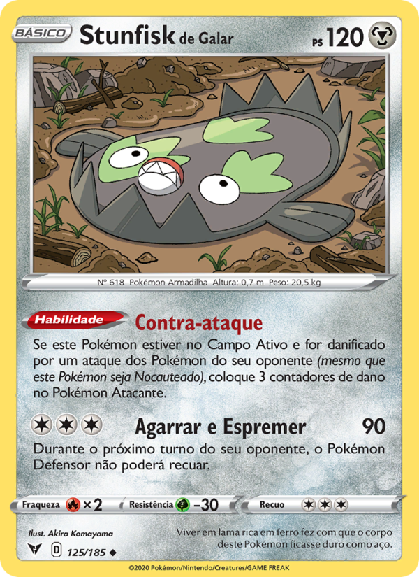 Stunfisk de Galar 125 — Voltagem Vívida (Portuguese Pokémon TCG card)