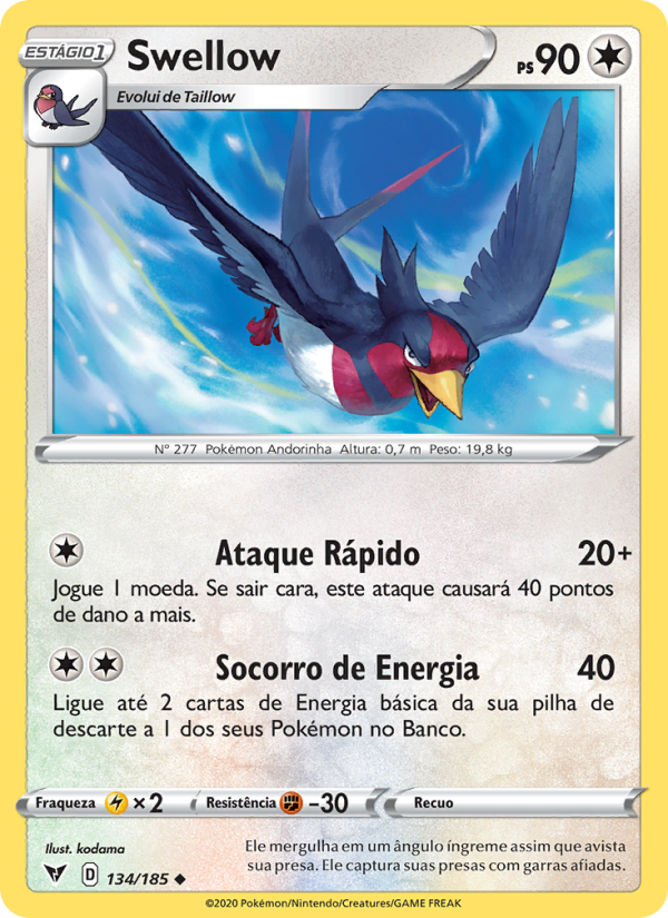 Swellow 134 — Voltagem Vívida (Portuguese Pokémon TCG card)