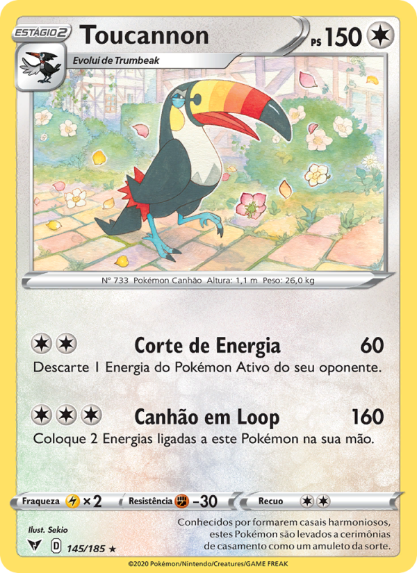 Toucannon 145 — Voltagem Vívida (Portuguese Pokémon TCG card)