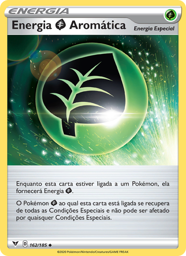 Energia Grass Aromática 162 — Voltagem Vívida (Portuguese Pokémon TCG card)