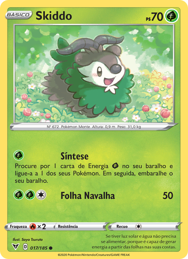 Skiddo 17 — Voltagem Vívida (Portuguese Pokémon TCG card)