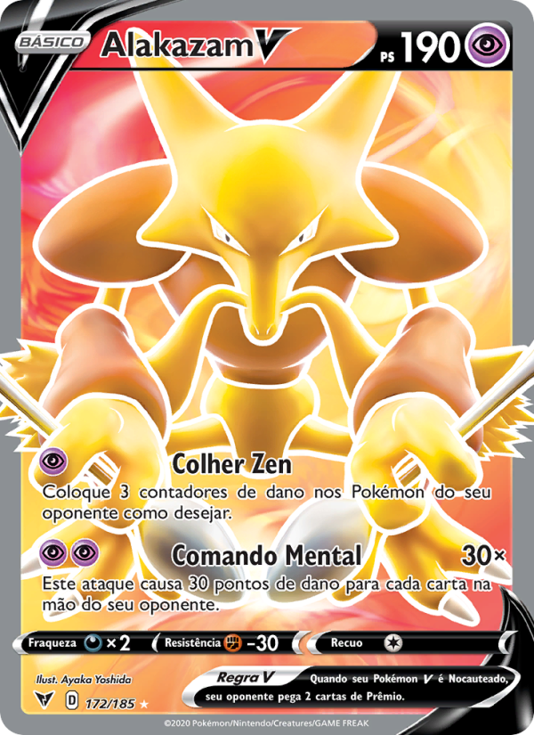 Alakazam V 172 — Voltagem Vívida (Portuguese Pokémon TCG card)