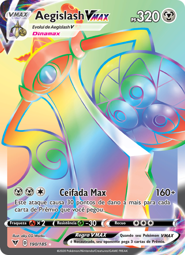 Aegislash VMAX 190 — Voltagem Vívida (Portuguese Pokémon TCG card)