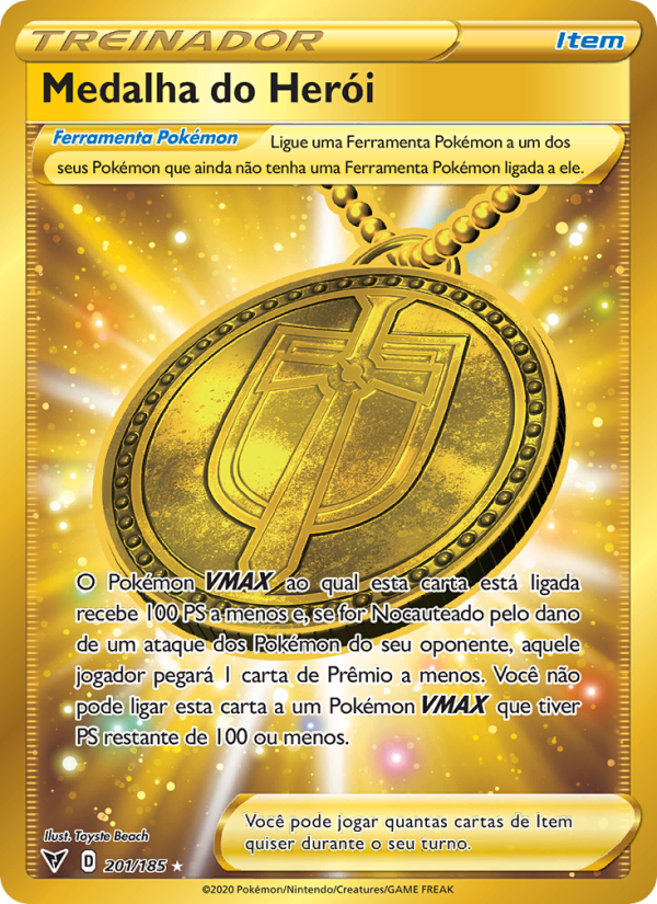 Medalha do Herói 201 — Voltagem Vívida (Portuguese Pokémon TCG card)