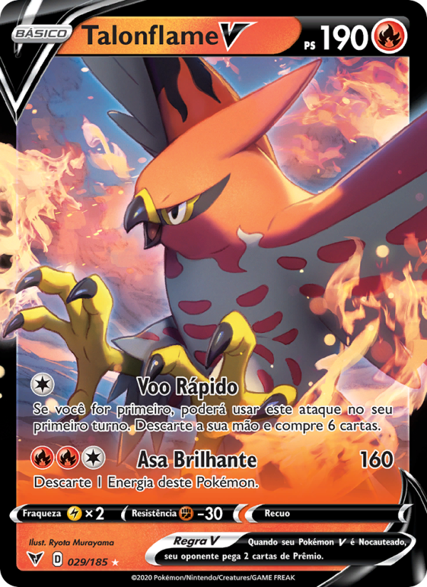 Talonflame V 29 — Voltagem Vívida (Portuguese Pokémon TCG card)